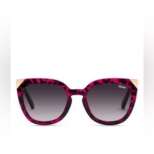 Quay Australia Noosa Metal Sunglasses • Pink Leopard + Gold Cat Eye Detail